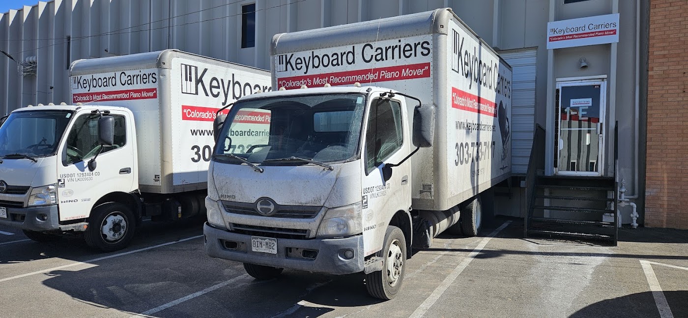 Keyboard Carriers branded trucks outside the Denver warehouse